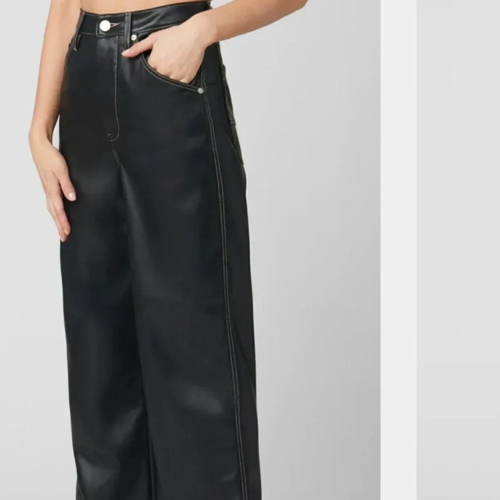 BLANKNYC Vegan Leather Black (City Bound) Carpenter Pants size 30 NWT